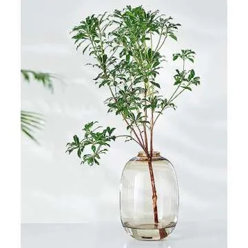 GeLive Brown Glass Vase Round Clear Vase Primary Colored Glass Vase for Centerpiece Tabletop Flower Vase Long Vase for Stem Branch Artificial Fresh Flower Home Indoor Decoration Modern Vase (Brown)