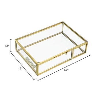 Hipiwe Gold Glass Photo Box Vintage Jewelry Organizer