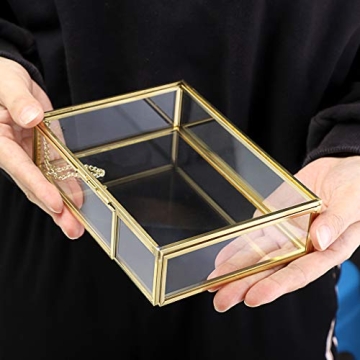 Hipiwe Gold Glass Photo Box Vintage Jewelry Organizer