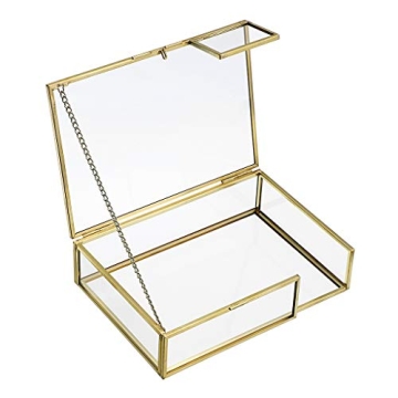 Hipiwe Gold Glass Photo Box Vintage Jewelry Organizer