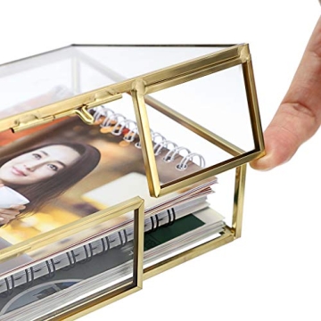 Hipiwe Gold Glass Photo Box Vintage Jewelry Organizer