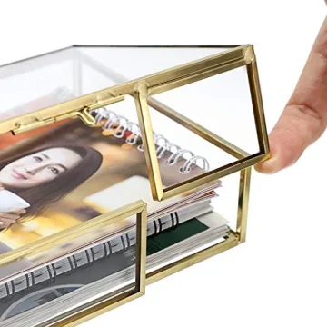Hipiwe Gold Glass Photo Box Vintage Jewelry Organizer