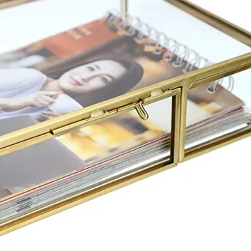 Hipiwe Gold Glass Photo Box Vintage Jewelry Organizer