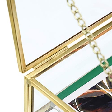 Hipiwe Gold Glass Photo Box Vintage Jewelry Organizer