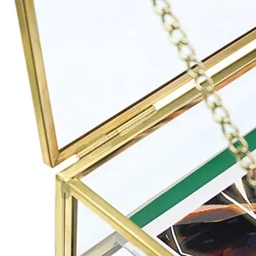 Hipiwe Gold Glass Photo Box Vintage Jewelry Organizer