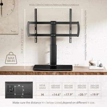 Adjustable Heavy Duty Swivel TV Stand for 32-65 Inch TVs
