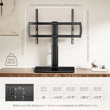 Adjustable Heavy Duty Swivel TV Stand for 32-65 Inch TVs