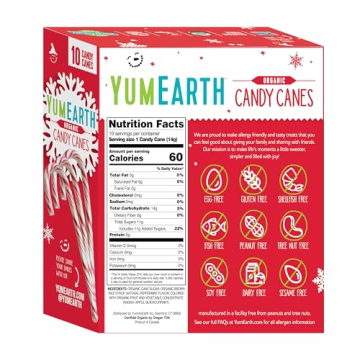 Allergy Friendly YumEarth Organic Peppermint Candy Canes