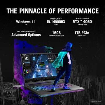 ASUS ROG Strix G16 Gaming Laptop, 16” Nebula Display 16:10 QHD 240Hz, GeForce RTX 4060, Intel® Core™ i9-14900HX, 16GB DDR5-5600, 1TB PCIe SSD, Wi-Fi 6E, Windows 11, G614JVR-ES94