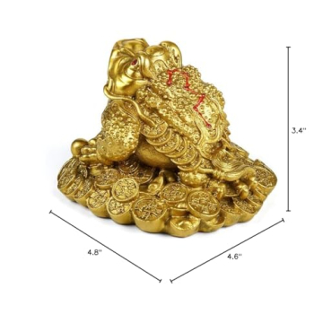AMTOOCH Feng Shui Money Frog Brass Statue for Good Luck