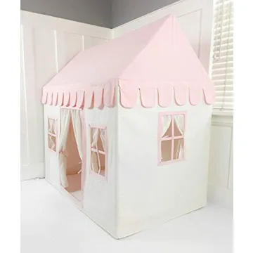 Kids Pink White Cotton Canvas Playhouse Indoor Play Tent