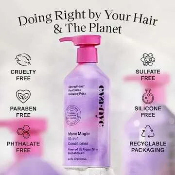EVANYC Hair Conditioner, Mane Magic 10-in-1, 8.8 fl oz, Sulfate Free, Strengthening Conditioner for Dry Hair and All Hair Types, GMO-Free, Vegan, Plant Protein, Argan Oil, Baobab Seed Oil