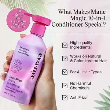 EVANYC Hair Conditioner, Mane Magic 10-in-1, 8.8 fl oz, Sulfate Free, Strengthening Conditioner for Dry Hair and All Hair Types, GMO-Free, Vegan, Plant Protein, Argan Oil, Baobab Seed Oil