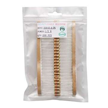 BOJACK 330 Ohm Resistors 1/2 W ±5% Carbon Film Single Resistor (Pack of 200)