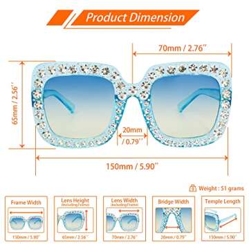 Xpectrum Extra Large Elton Crystal Sunglasses for Concerts