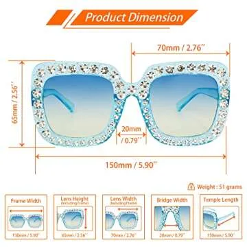 Xpectrum Extra Large Elton Crystal Sunglasses for Concerts