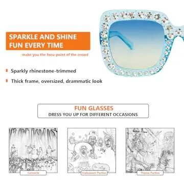 Xpectrum Extra Large Elton Crystal Sunglasses for Concerts