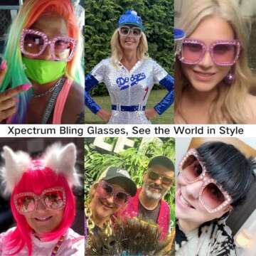 Xpectrum Extra Large Elton Crystal Sunglasses for Concerts