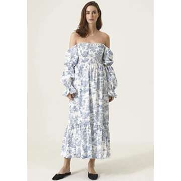 Stunning Yuki Linen Cotton Floral Dress for Women