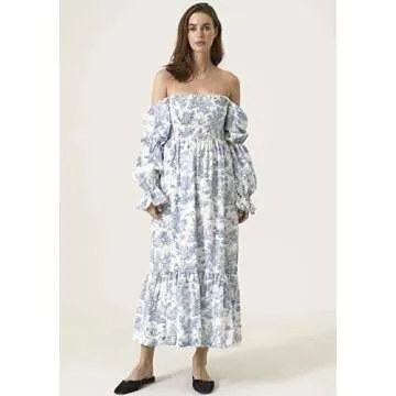 Stunning Yuki Linen Cotton Floral Dress for Women