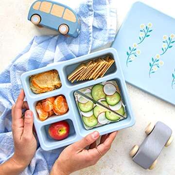 Austin Baby Co Leak-Proof Bento Lunch Box for Kids – Silicone Kids Lunch Container with 5 Leakproo...