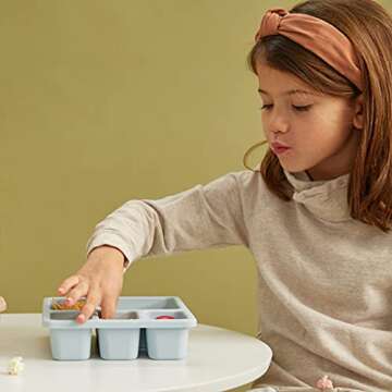 Austin Baby Co Leak-Proof Bento Lunch Box for Kids – Silicone Kids Lunch Container with 5 Leakproof Compartments – Food-Safe Materials, Sturdy, Dishwasher Safe, and BPA Free