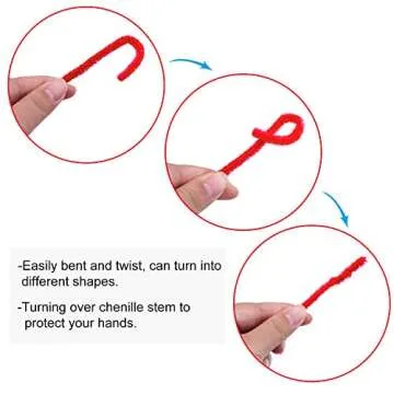 Livder Christmas Pipe Chenille Cleaners Stems Set, DIY Art Craft Pom Poms, Self Adhesive Wiggle Eyes Supplies Decorations