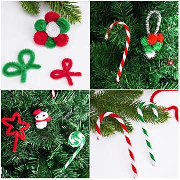 Livder Christmas Pipe Chenille Cleaners Stems Set, DIY Art Craft Pom Poms, Self Adhesive Wiggle Eyes Supplies Decorations