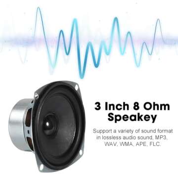 D-FLIFE 4PCS 10W Mini 3" HiFi Full Range Speaker 8 Ohm Anti-Magnetic Audio 2.0/2.1 Home Stereo Woofer Loudspeaker 90dB High Sensitivity for DIY Boom Box Satellites Speaker