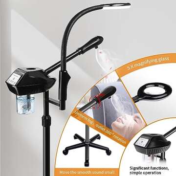 Retain Time Facial Steamer for Ozone Humidifier Atomizer Attach 5× Magnifier and Light, Professiona...