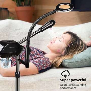 Retain Time Facial Steamer for Ozone Humidifier Atomizer Attach 5× Magnifier and Light, Professional Face Steamer Clean Skin Firming Pores and Moisturizing Suitable for a Beauty, Spa, at Home