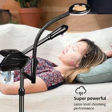 Retain Time Facial Steamer for Ozone Humidifier Atomizer Attach 5× Magnifier and Light, Professional Face Steamer Clean Skin Firming Pores and Moisturizing Suitable for a Beauty, Spa, at Home