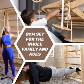 WEDANTA Wooden Swedish Ladder Wall Set – Kids Stall Bars for Exercise – Kids Gymnastic Wall Gym ...