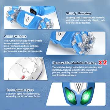 Gesture Sensing Stunt RC Car - Unique Remote Control Car for Ages 6-12 with USB Charging, Ideal Birt...