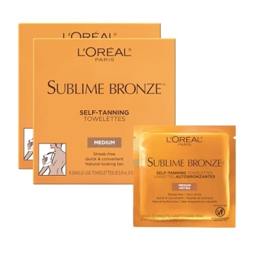 Streak-Free L'Oreal Paris Sublime Bronze Self Tanning Towelettes - Instant Natural Glow