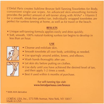 L'Oreal Paris Sublime Bronze Self Tanning Towelettes for Flawless Tan