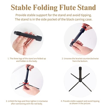 Yasisid Closed Hole C Flute 16 Keys Instrument for Student Beginners with Cleaning Kit, Stand, Carrying Case, Gloves and Tuning Rod