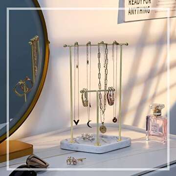 Emibele Jewelry Stand Organizer - Elegant 2 Tier Jewelry Holder