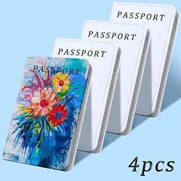 Customizable PU Leather Passport Holder, 4 Pack Travel Covers