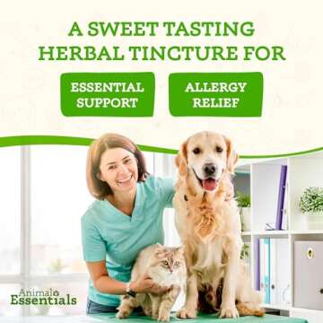 Animal Essentials Seasonal Allergy- Herbal Formula for Dogs & Cats for Occasional Allergy Relief, Sweet Taste, 100% Organic Human Grade Herbs, Veterinarian Recommended Animal Wellness Tonics - 1 Fl Oz