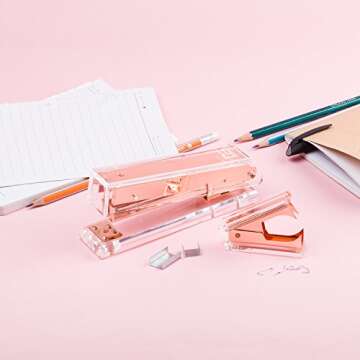 Rose Gold Desk Set Stapler with Gift Box - Stylish & Functional