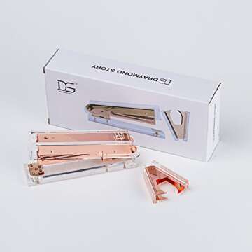 Rose Gold Desk Set Stapler with Gift Box - Stylish & Functional