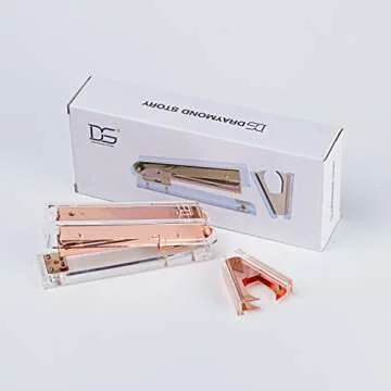 Rose Gold Desk Set Stapler with Gift Box - Stylish & Functional