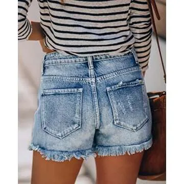 Stylish MINGALONDON Ripped Denim Shorts for Women