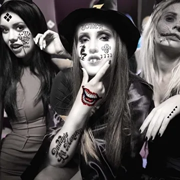 Zeecdatoo 36 Sheets Halloween Temporary Tattoos for Joker & Harley Quinn