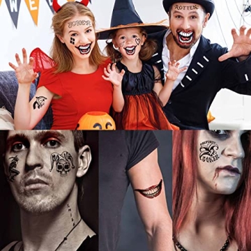 Zeecdatoo 36 Sheets Halloween Temporary Tattoos for Joker & Harley Quinn