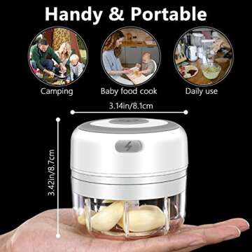 Electric Mini Garlic Chopper, 100ML Food Chopper Garlic Mincer USB, Vegetable Chopper, Onion Chopper...
