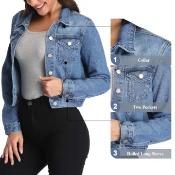 Andy & Natalie Women's Cropped Denim Jacket for Trendy Looks