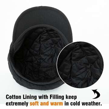 Comhats 2020 New Womens Visor Beret Newsboy Hat Cap for Ladies Merino Wool (67145_Black (CottonFillingLining), Medium)