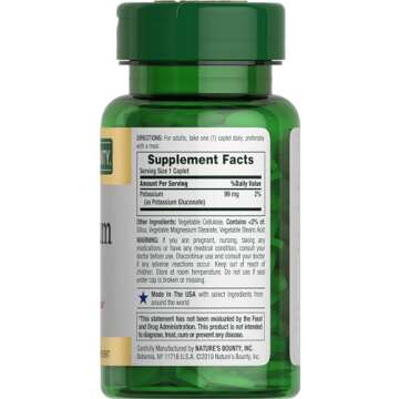 Nature's Bounty Potassium, Supports Fluid Balance, Dietary Supplement, 99 mg, 100 Caplets